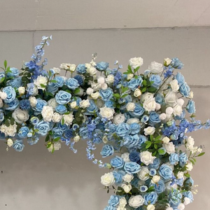 Dekorasi Latar Belakang Pernikahan Bunga Artifisial Bentuk Hati Berkualitas Tinggi Warna Biru Muda Mawar Delphinium - Product Image 5