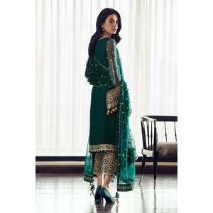 Conjunto de Traje de Chifón Bordado Verde Ecológico de 3 Piezas para Mujer SF-505 - Product Image 3