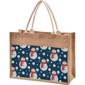 Bolsas de mano de yute de arpillera Natural de alta venta, impresión personalizada, fabricante de compras de comestibles reutilizable de fábrica de Bangladesh - Product Image 4