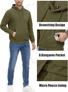 Sweats à capuche Sherpa surdimensionnés pour hommes pulls molletonnés tenues d'automne avec poches - Product Image 4