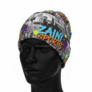 Gorro de lana para mujer, de poliéster tejido elástico de LICRA Premium, diseño estampado colorido, logotipo personalizado, gorro Jacquard de transferencia de calor - Product Image 4