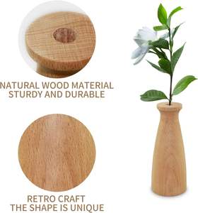 Jarrón de madera natural, alto, cónico, compuesto, florero de madera, florero floral decorativo pequeño, decoración del hogar, centros de mesa, arreglo - Product Image 3