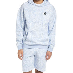 Ensemble sweat à capuche et short pour homme avec logo personnalisé, 100% coton, léger, respirant, tendance estivale, vente en ligne - Product Image 1