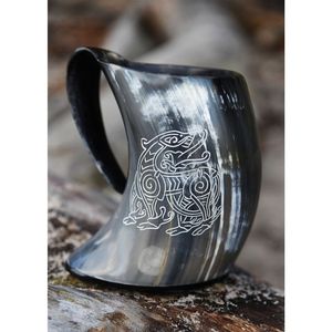 Viking Handmade Eco-Friendly Religious Wine Horn <b>Mug</b> Natural Ox Horn Polished Beer Cup - Product Image 3