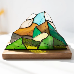 Atrapasueños de Vidrio Pintado a Mano Personalizable con Diseño de las Montañas Blue Ridge, Estilo Art <span class=keywords><strong>Deco</strong></span>, Verde y Azul, Regalo de Aniversario, Hecho a Pedido - Product Image 5