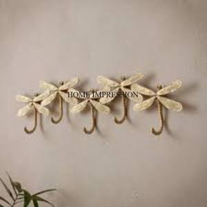 Crochets et cintres muraux de haute qualité plaqués or de haute qualité fabriqués en métal et feuilles de gingko - Product Image 3