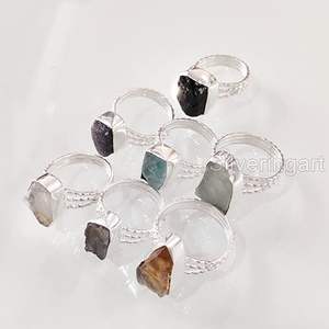 Anillo de Piedras Preciosas en Bruto para Mujer, Esmeralda Natural, Zafiro, Tanzanita, Herkimer, Joyería de Plata de Ley 925 - Product Image 3