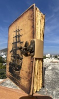 Journal de voyage rétro antique en cuir fait main, carnet de croquis en papier aquarelle avec logo gaufré, reliure à chevalet, couverture rigide - Cadeau