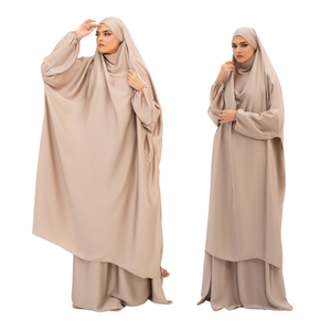 2024 modeste femmes robe islamique vêtements confortable Jilbab Abaya 3 pièces ensemble musulman respirant Hijab Abaya ensemble grande taille adultes - Product Image 6