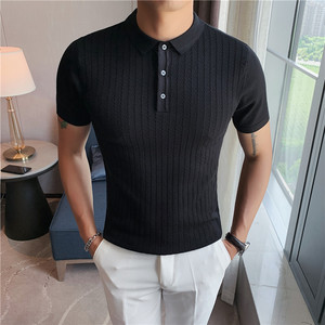 Camisetas Polo de Color Sólido para Hombre 2023, Ropa de Verano para Hombre, Camisa de Moda Británica, Camisetas Polo de Algodón Puro, Tops en 4 Colores, Tallas Grandes S-3XL - Product Image 3