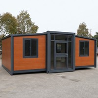 Module de conteneur modulaire extensible à double aile, 40 pieds, pour maison compacte habitable 3 chambres et espace d'activités étendu, exportable