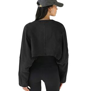 Sweat à capuche en coton surdimensionné pour femmes de haute qualité avec motif à capuche Crop Top Design pour l'hiver BY BS 2026 - Product Image 3