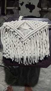 กระเป๋าถือผ้าฝ้ายถักโครเชต์มาคราเม่ทำจากสายคอตตอน100% เหมาะสำหรับร้านเครื่องประดับแฟชั่นเพื่อขายต่อ - Product Image 5