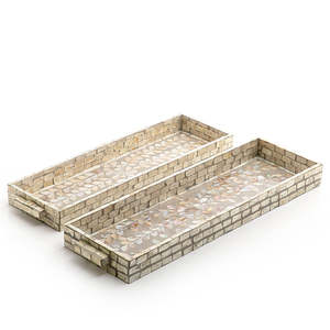 Customized Mother of Pearl Serving Tray With <b>MOP</b> <b>Handle</b> Durable Latest Design Elegant for Hotel Wedding Table Parties Serving - Product Image 1