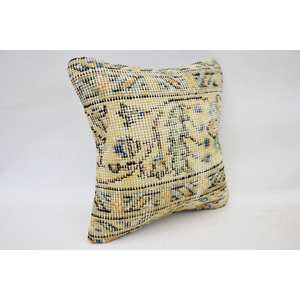 Beige Wool Kantha Patchwork <b>Pillow</b> Luxury 12x12 Inch Woven Throw <b>Pillow</b> Vintage Fluffy Portable for Bedding Floor for Christmas - Product Image 2