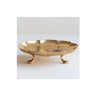 Colección de lujo Diseño de textura de acero inoxidable Mango de rama de plata Hoja de oro Hoteles y restaurantes Bandeja para servir comida - Product Image 2