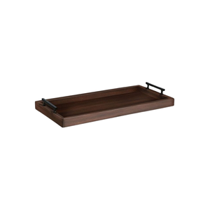 Plateau élégant rectangulaire en bois d'acacia, design plaqué, plateau de service en bois, plateau élégant pour boissons et collations à des fins décoratives - Product Image 1