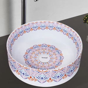 Lavabo de cerámica de diseño moderno, artículos sanitarios, patrón de mármol, escurridor de fregadero de baño Rectangular cuadrado para hoteles, baños, villas - Product Image 1