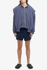 Pantalones cortos atléticos de color azul marino con cintura elástica, tela transpirable y ajuste relajado, patrón sólido para correr, gimnasio, ropa informal - Product Image 4