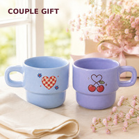 Mug à café en céramique empilable avec logo personnalisé, petite tasse colorée avec design imprimé personnalisé pour café, boulangerie, cadeau, vente en gros