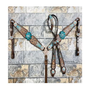 Tous les accessoires de cheval en cuivre antique dur Headstall en cuir avec cuirasse Argentina Leather Horse Headstall From India - Product Image 1