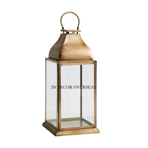 โคมไฟโลหะเคลือบทองและกระจกใสมาตรฐานสูงทำจากอินเดีย - Product Image 1