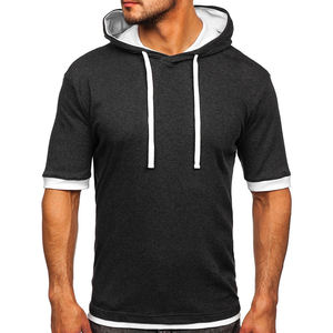 T-shirts à manches courtes à capuche pour hommes en coton 100% très vendus T-shirts en tricot uni tendance pour la vente en gros dans l'industrie - Product Image 5