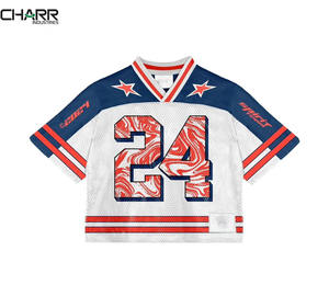 Custom Made Luxury Streetwear Oversized V Neck Soccer <b>Cropped</b> Boxy <b>Cropped</b> T Shirt Mesh Football Jersey for <b>Men</b> - Product Image 1