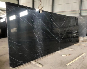 Nero <span class=keywords><strong>Marquina</strong></span> ubin lembaran marmer hitam dipoles batu bertautan alami yang digunting untuk lantai, pelapis dinding atas meja - Product Image 4