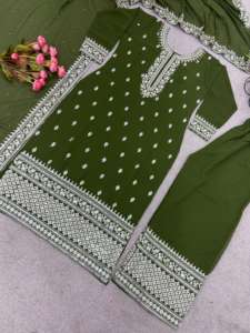 Dernier Designer Lourd Faux Georgette Avec Lourde Broderie Séquence Travail Palazzo Suit Par Fab Zone - Product Image 5