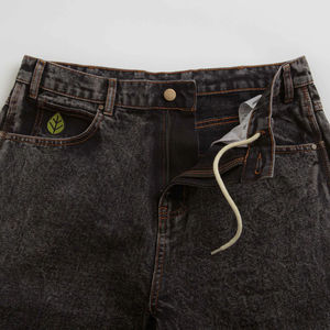 Venta al por mayor de pantalones cortos vaqueros personalizados de color sólido de calle pantalones cortos desgastados apliques bordados lavado ácido pantalones cortos de mezclilla de los hombres - Product Image 4