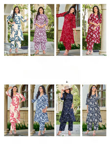 Conjunto ligero de rayón de moda con estampado de papel de aluminio de secado rápido para collage de fiesta y chicas de oficina - Product Image 6