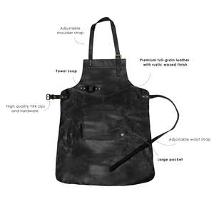 Luxurious <b>Leather</b> <b>Apron</b> for High-End Kitchens <b>Leather</b> <b>Apron</b> with Reinforced Stitching for Durability - Product Image 3