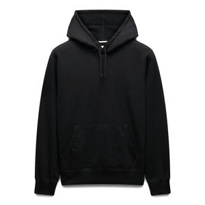 Vente en gros de sweat-shirt à capuche surdimensionné en polaire de 350 g, couleur noire, col rond, logo personnalisé, motif imprimé chauffant tendance, pour hommes et femmes - Product Image 1