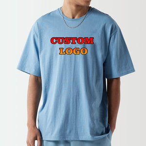 2025 nouveau arrivé 100% coton biologique goutte épaule couleur unie T-shirt pour hommes respirant Hip Hop Streetwear hommes T-shirt - Product Image 1