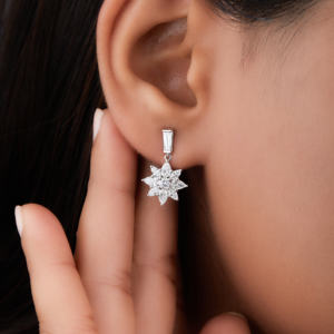 Boucles d'oreilles de luxe en moissanite multiforme de 1,69 ct, plaquées or 14 carats, argent 925 artisanal, pour femmes, VABS DIAMOND, meilleur designer - Product Image 4