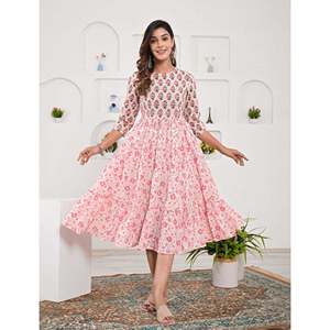 เดรสผ้าฝ้ายพิมพ์ลายสีเบจขาว ทรงลำลองหรูหรา แบบ ODM เอวยางยืด ระบายอากาศได้ดี ไซส์ XS-5XL สำหรับวันวาเลนไทน์ ออกงานกลางคืน หรือใส่ได้ทุกวัน - Product Image 4