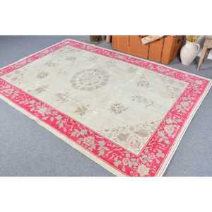 Alfombra vintage de 5.8x8.4 pies, alfombra turca grande, alfombra de lana blanca con lunares - Product Image 3