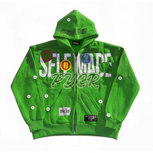 Sweat à capuche à fermeture éclair à la mode SELF MADE Pyer avec tissu éponge écologique unisexe pour Streetwear et vêtements décontractés - Product Image 3