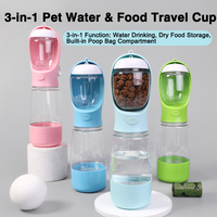 Bouteille d'eau portable pour chien avec conteneur pour nourriture, distributeur de sacs à excréments, anti-fuite, pour les promenades, la randonnée et les activités de plein air