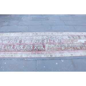 2.6x8.3 ft Turkish <b>Runner</b> Rug, <b>Red</b> White Vintage Polka dot Wool Rug - Product Image 4