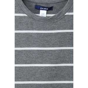 Camiseta de marca para niños con polos, cuello redondo, diseño de rayas grises, logotipo personalizado, tela de punto para ropa de invierno para niños - Product Image 2