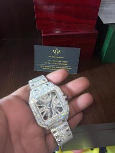 VVS Moissanite oro blanco redondo brillante diamante para hombres regalo Hip Hop colección reloj suizo - Product Image 5