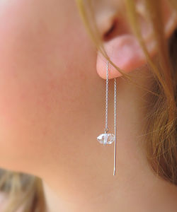 Erkimer-pendientes enhebradores de Plata de Ley 925 para mujer, aretes enchapados en oro, enhebrador de cadena larga hecho a mano - Product Image 2