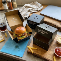 Boîte à hamburger personnalisée imprimée en papier ondulé pour l'emballage des hamburgers à emporter, pour les restaurants de restauration rapide