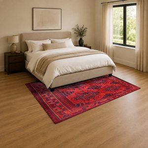 <b>RUGS</b> DEPOT LXDP-0055 Wholesale Red <b>Burgundy</b> Bohemian Tribal Digital Printed Machine Washable Chenille Area <b>Rug</b> Non Slip - Product Image 3