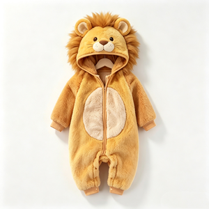 Mono de bebé con capucha de león de lana personalizado, disfraz de león para recién nacido, traje de nieve de león de peluche suave para bebé - Product Image 3