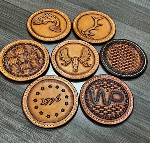Custom Logo Printing Coffee-Cup Mat-Blank PU Leather-<b>Coaster</b> For Drinks Modern-Design Leather-Coasterr For Laser-Engraving - Product Image 6