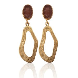 Pendientes hechos a mano con acabado mate de cuarzo rosa Natural, pendientes de piedras preciosas chapados en oro, joyería de moda - Product Image 5