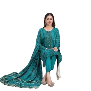 Ropa india y pakistaní para damas con bordado Trajes de tres piezas Hermosa colección elegante de Tawakkal Vol BELHA - Product Image 1